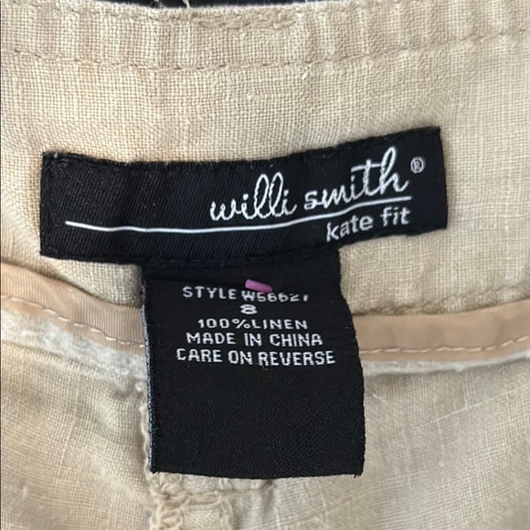 Willi Smith 100% Linen Size 8 Kate Fit Khaki Chinos Relaxed Fit - Picture 8 of 9
